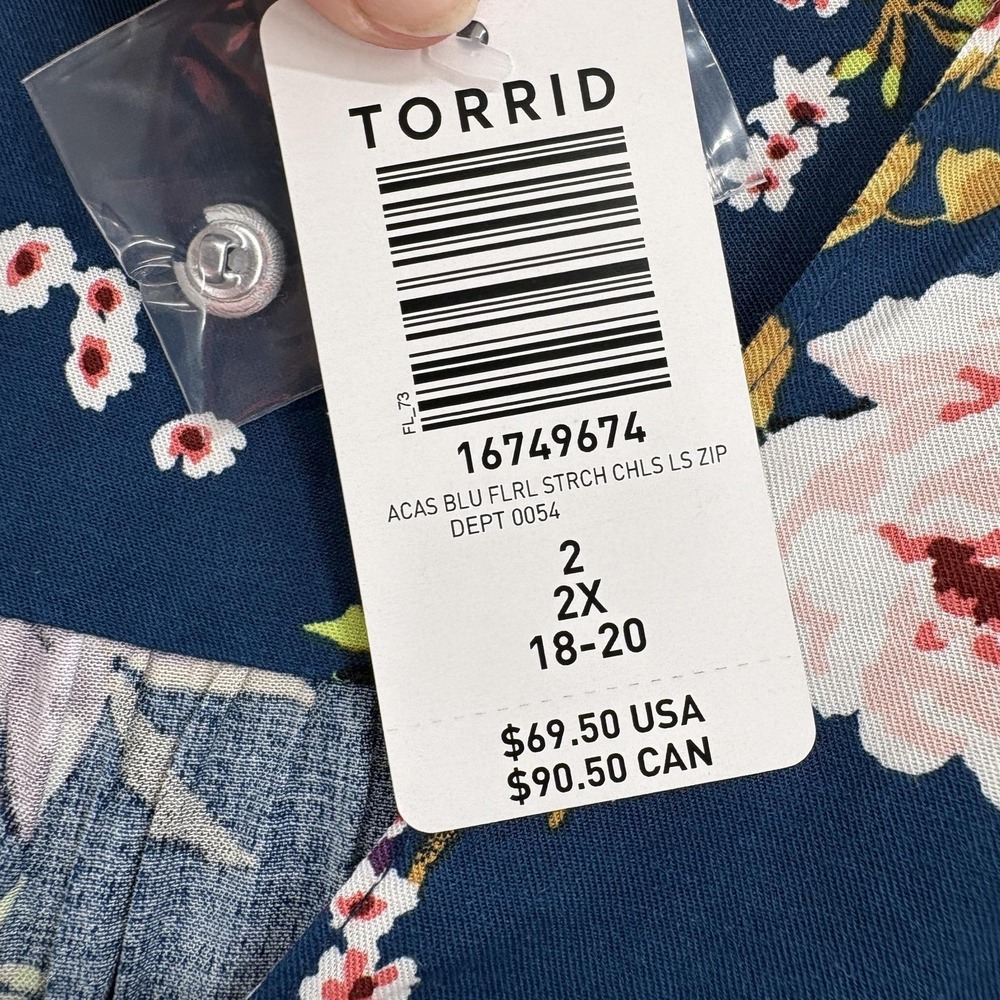 Torrid Dress Womens 2X Blue Floral 3/4 Bell Sleeve Fit & Flare Stretch Midi NWT - Picture 7 of 10